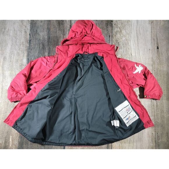 Bogner Womens 12 Red Ski Jacket Shell Embroidered Eagle Winter Coat Hood - Picture 7 of 11